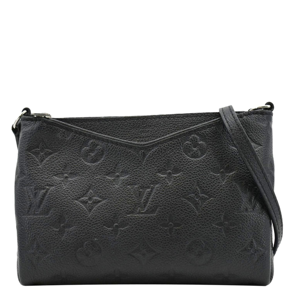 Louis Vuitton Pallas Monogram Empreinte Clutch Crossbody Bag Black
