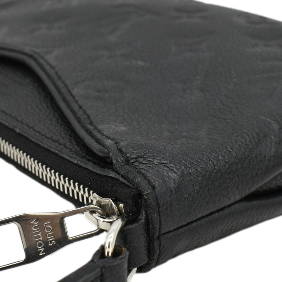 Louis Vuitton Pallas Monogram Empreinte Clutch Crossbody Bag Black