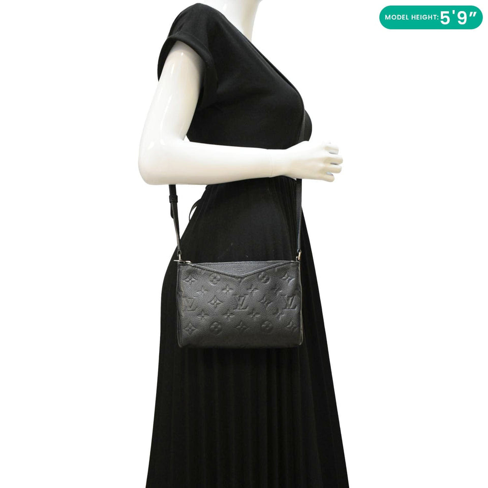 Louis Vuitton Pallas Monogram Empreinte Clutch Crossbody Bag Black