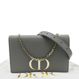 Christian Dior 30 Montaigne 2 in 1 Grained Calfskin Leather Pouch Dark Grey