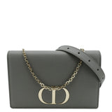 Christian Dior 30 Montaigne 2 in 1 Grained Calfskin Leather Pouch Dark Grey