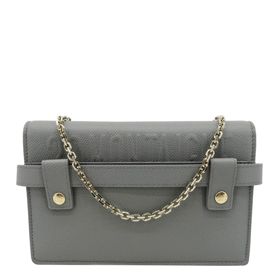 Christian Dior 30 Montaigne 2 in 1 Grained Calfskin Leather Pouch Dark Grey