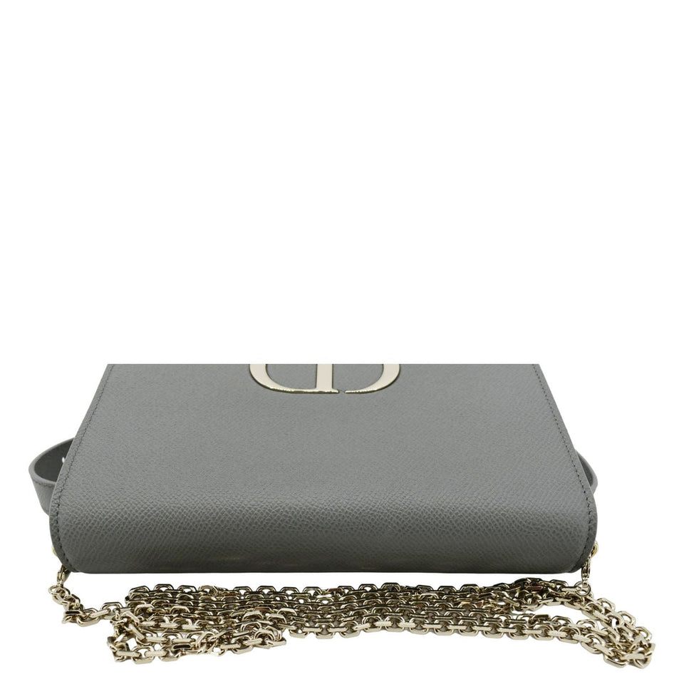 Christian Dior 30 Montaigne 2 in 1 Grained Calfskin Leather Pouch Dark Grey