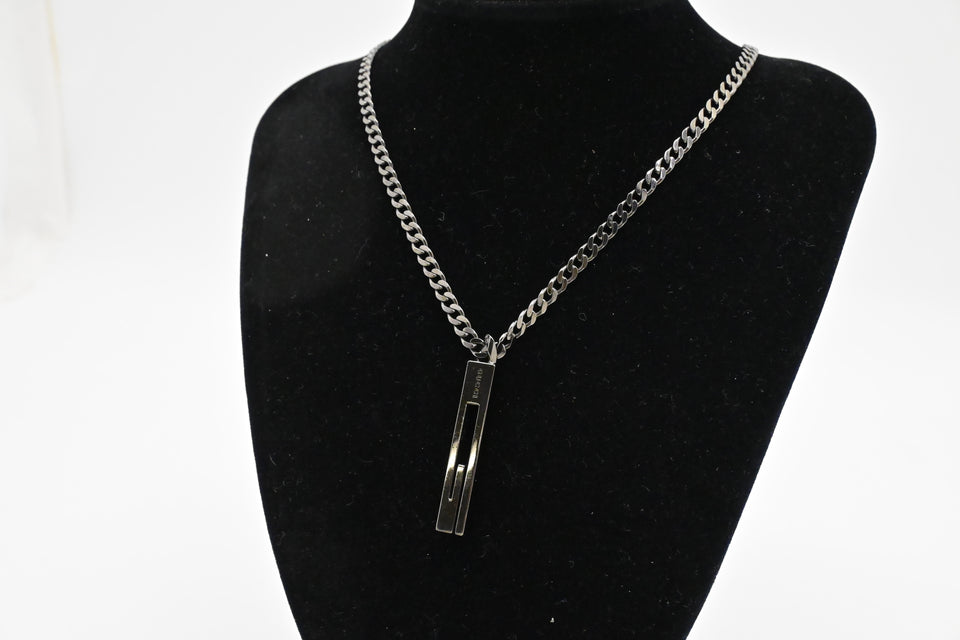 Gucci Cutout G Necklace in Gun Metal Sterling Silver