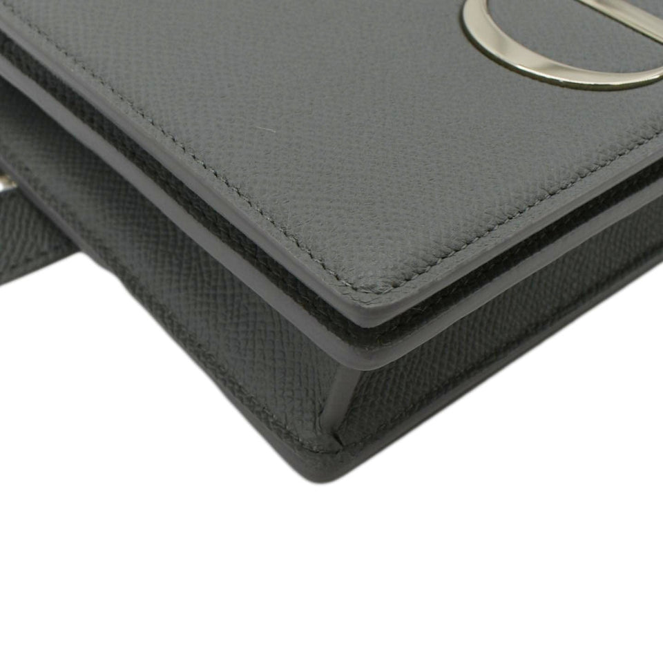 Christian Dior 30 Montaigne 2 in 1 Grained Calfskin Leather Pouch Dark Grey