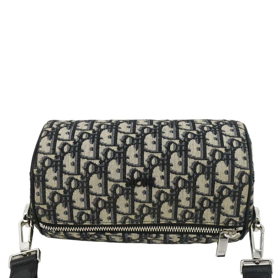Christian Dior Roller Oblique Canvas Messenger Bag Navy Blue