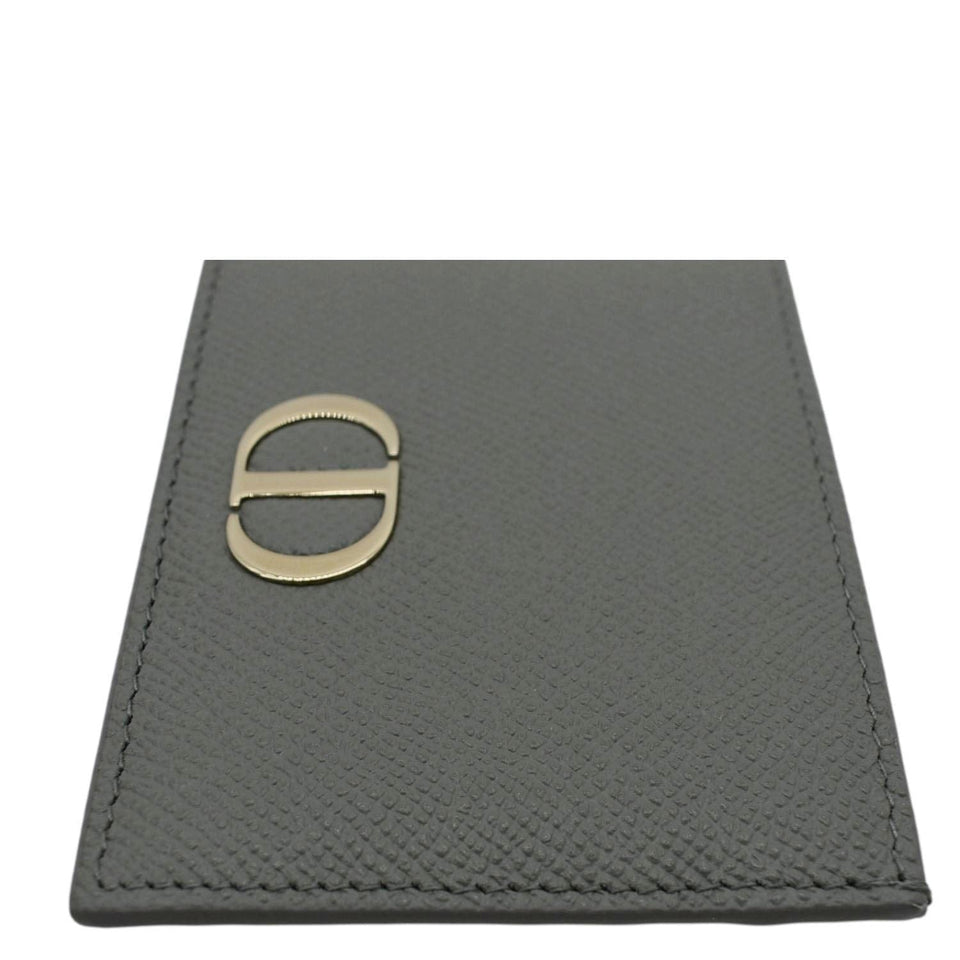 Christian Dior 30 Montaigne Grained Calfskin Leather  Holder Dark Grey