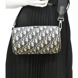 Christian Dior Roller Oblique Canvas Messenger Bag Navy Blue