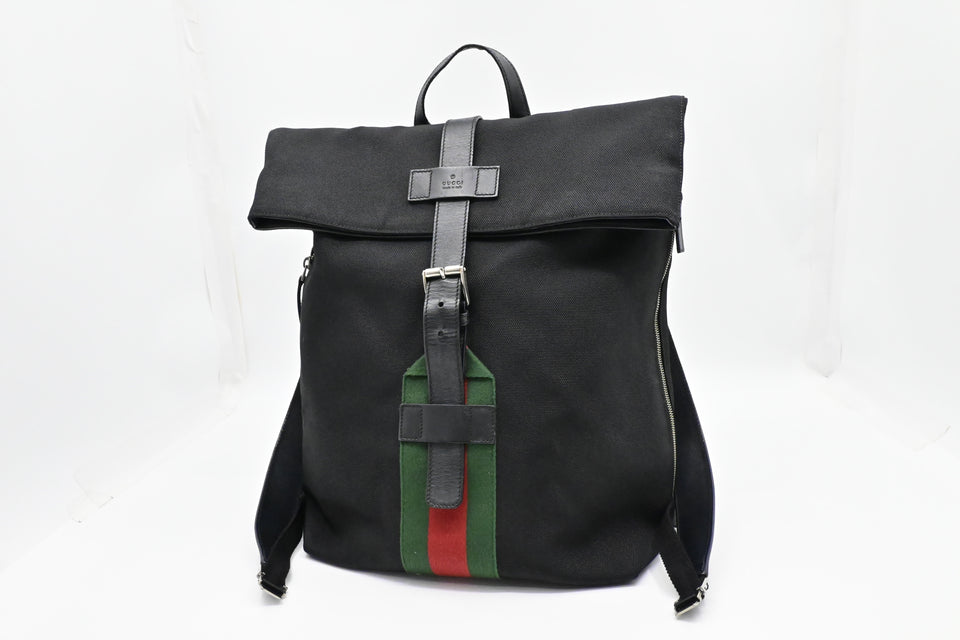 Gucci Web Techno Backpack in Black Canvas