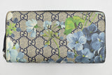 Gucci Zip Around Long Wallet in Blue Blooms GG Supreme Canvas