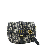 Christian Dior Bobby Medium Oblique Jacquard Canvas Crossbody Bag Navy Blue
