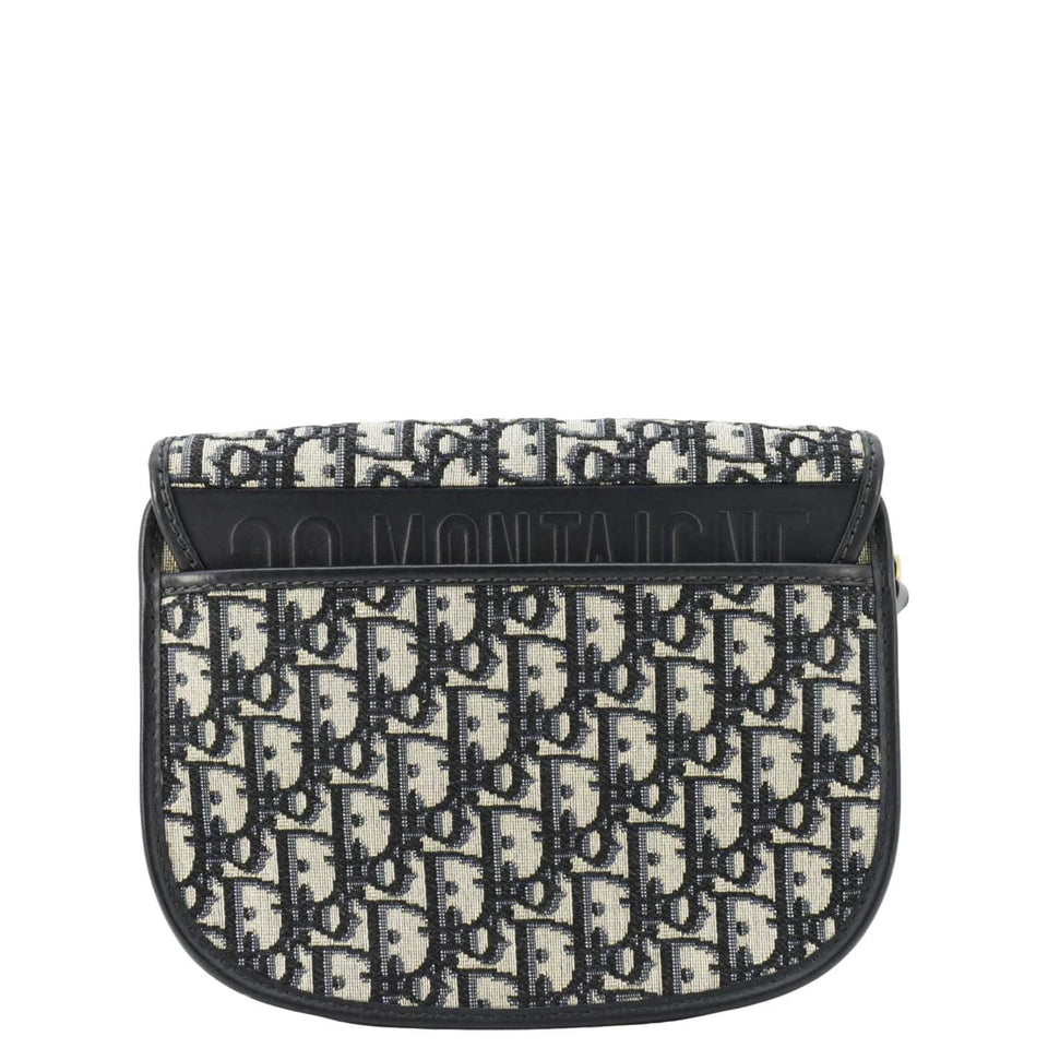 Christian Dior Bobby Medium Oblique Jacquard Canvas Crossbody Bag Navy Blue