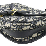 Christian Dior Bobby Medium Oblique Jacquard Canvas Crossbody Bag Navy Blue