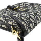 Christian Dior Bobby Medium Oblique Jacquard Canvas Crossbody Bag Navy Blue