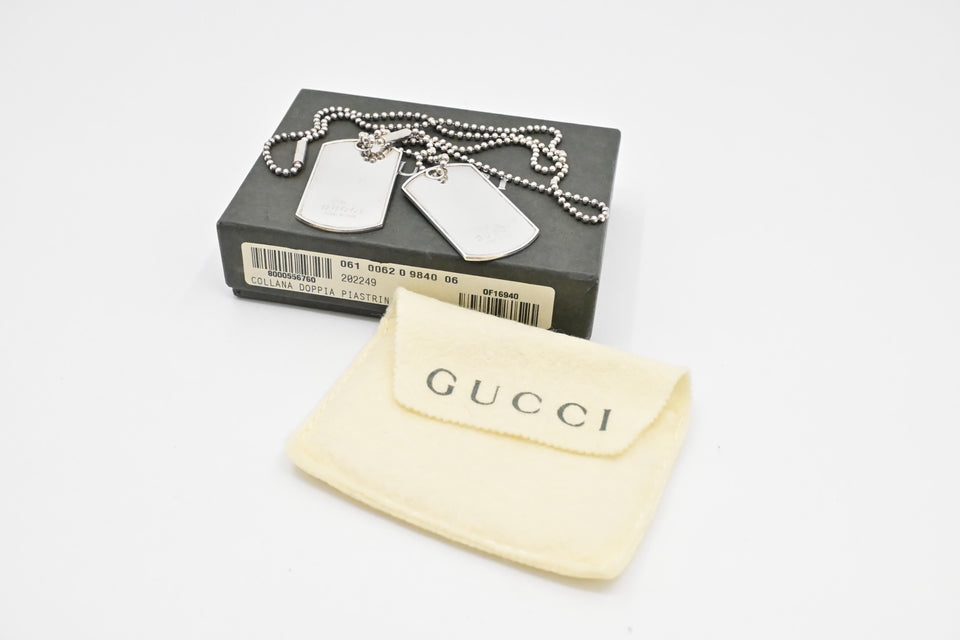 Gucci Dog Tag Necklace in Sterling Silver