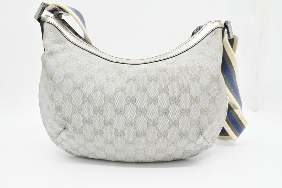 Gucci Crossbody Hobo Bag in Silver GG Canvas