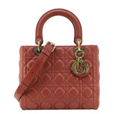 Christian Dior Lady Dior Medium Cannage Leather Shoulder Bag Red