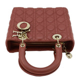 Christian Dior Lady Dior Medium Cannage Leather Shoulder Bag Red