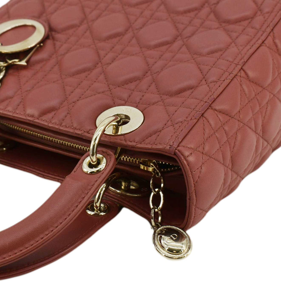 Christian Dior Lady Dior Medium Cannage Leather Shoulder Bag Red