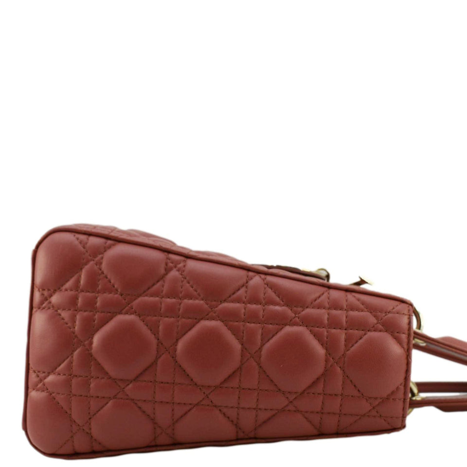 Christian Dior Lady Dior Medium Cannage Leather Shoulder Bag Red