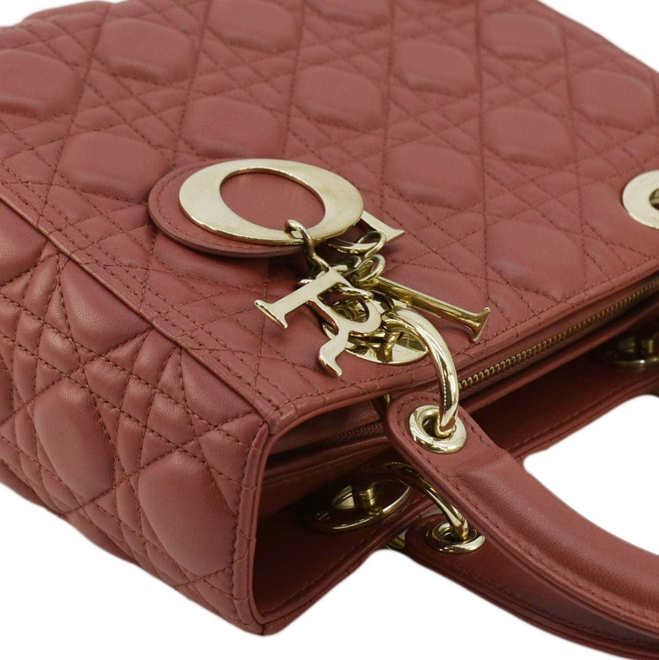 Christian Dior Lady Dior Medium Cannage Leather Shoulder Bag Red