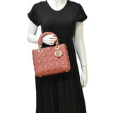 Christian Dior Lady Dior Medium Cannage Leather Shoulder Bag Red