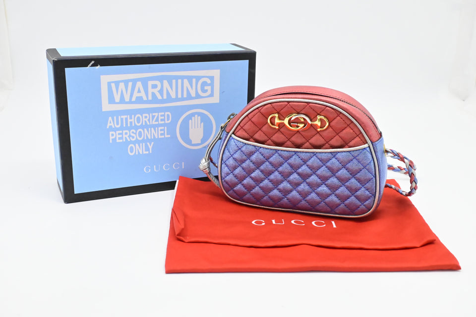Gucci Trapuntata in Metallic Red, Blue and Silver Leather