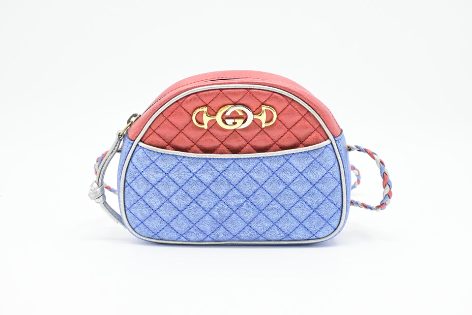 Gucci Trapuntata in Metallic Red, Blue and Silver Leather
