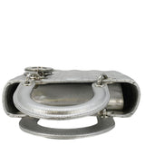 Christian Dior Lady Dior Lambskin Leather Shoulder Bag Metallic Silver
