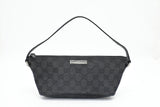 Gucci Boat Bag in Black GG Canvas