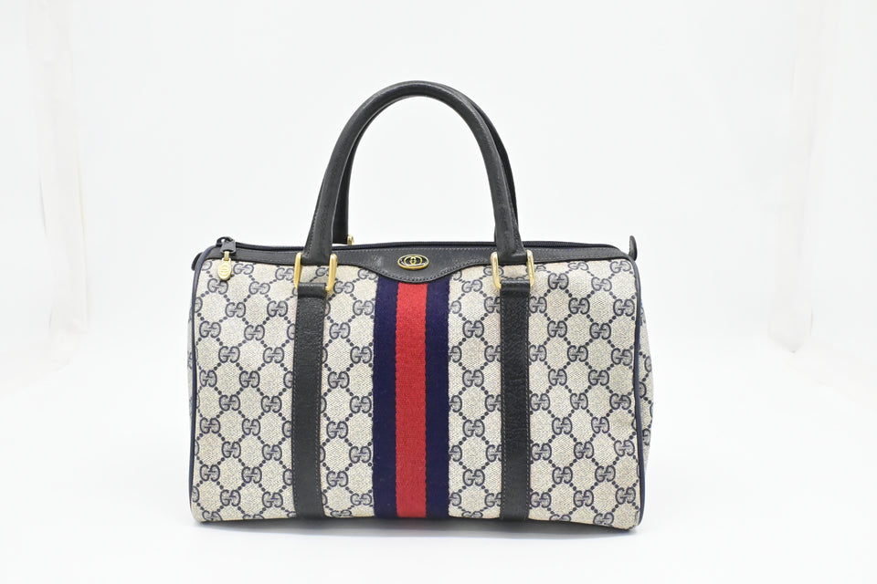 Gucci Boston Bag in Navy GG Supreme Canvas
