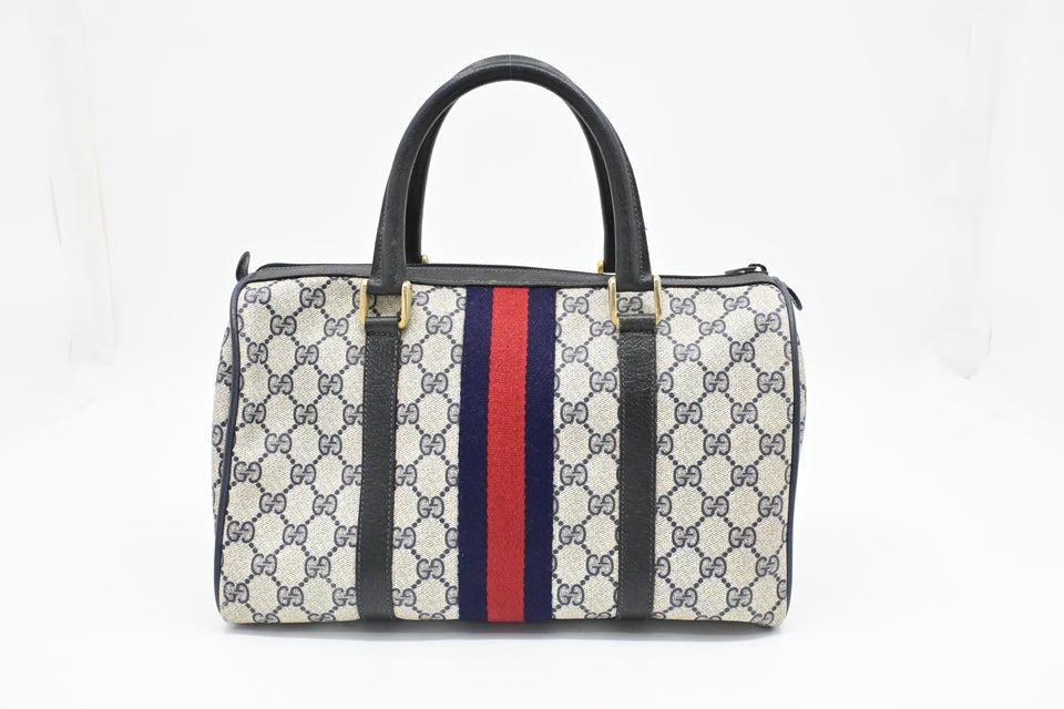 Gucci Boston Bag in Navy GG Supreme Canvas