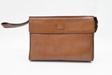 Burberry Wristlet Pouch in Brown Leather