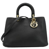 Christian Dior Diorissimo Leather Tote Shoulder  Bag Black