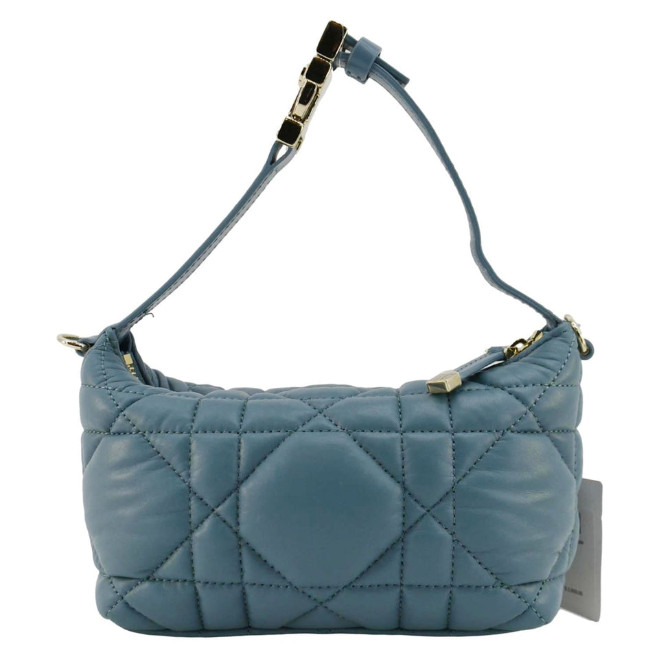 Christian Dior Diortravel Calfskin Macrocannage Clutch bag Blue