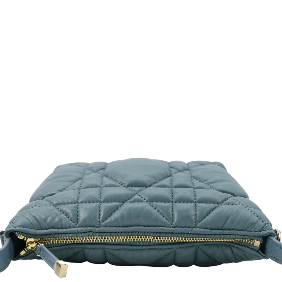 Christian Dior Diortravel Calfskin Macrocannage Clutch bag Blue