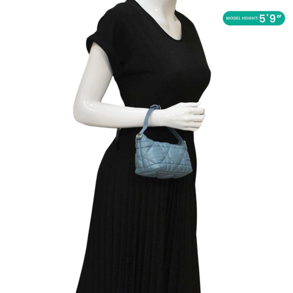 Christian Dior Diortravel Calfskin Macrocannage Clutch bag Blue