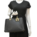 Christian Dior Diorissimo Leather Tote Shoulder  Bag Black