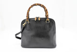 Gucci Bamboo 2-Way Handbag in Black Leather