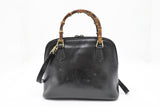 Gucci Bamboo 2-Way Handbag in Black Leather