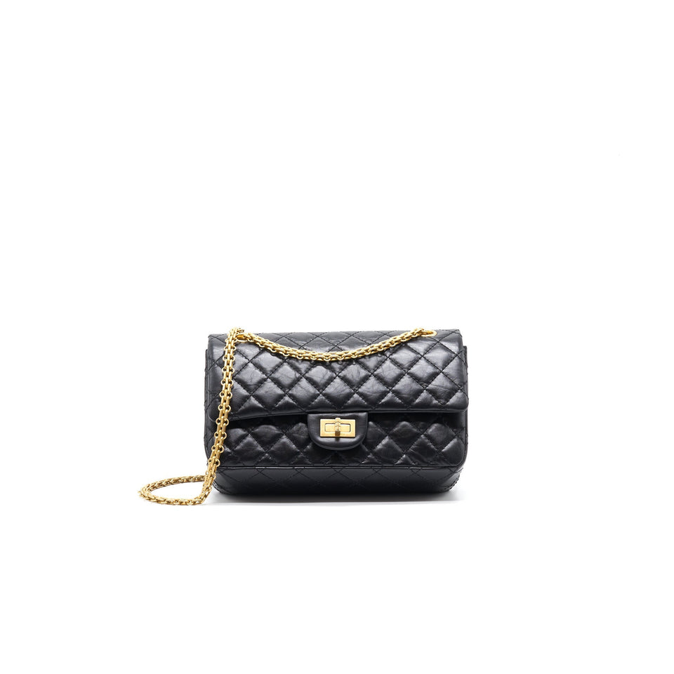 Chanel 2.55 Handbag Aged Calfskin Black