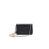 Chanel Lambskin Quilted CC Pearl Crush Wallet on Chain Black