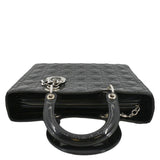 Christian Dior Lady Dior Large Quilted Patent Leather Shoulder Bag Black
