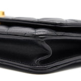 Chanel Lambskin Quilted CC Pearl Crush Wallet on Chain Black