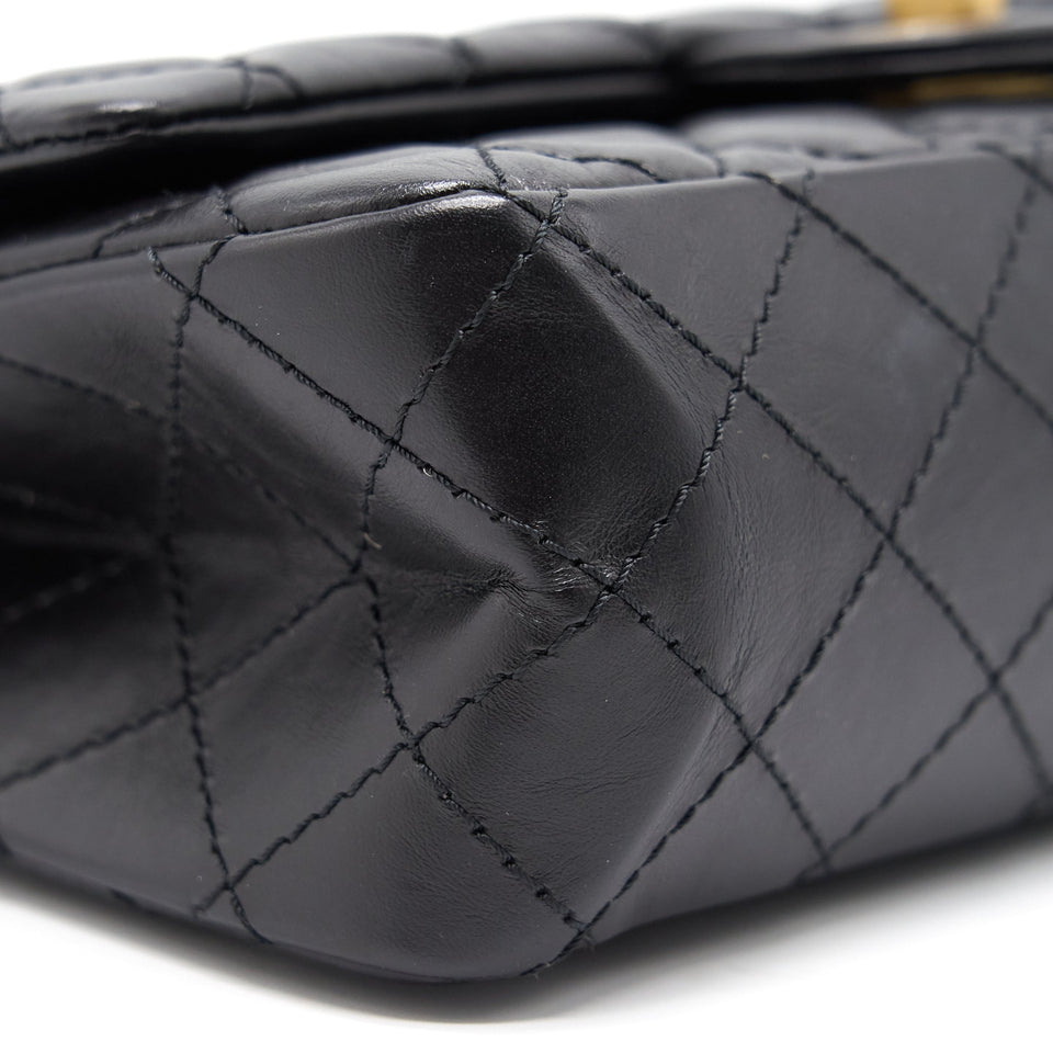 Chanel 2.55 Handbag Aged Calfskin Black