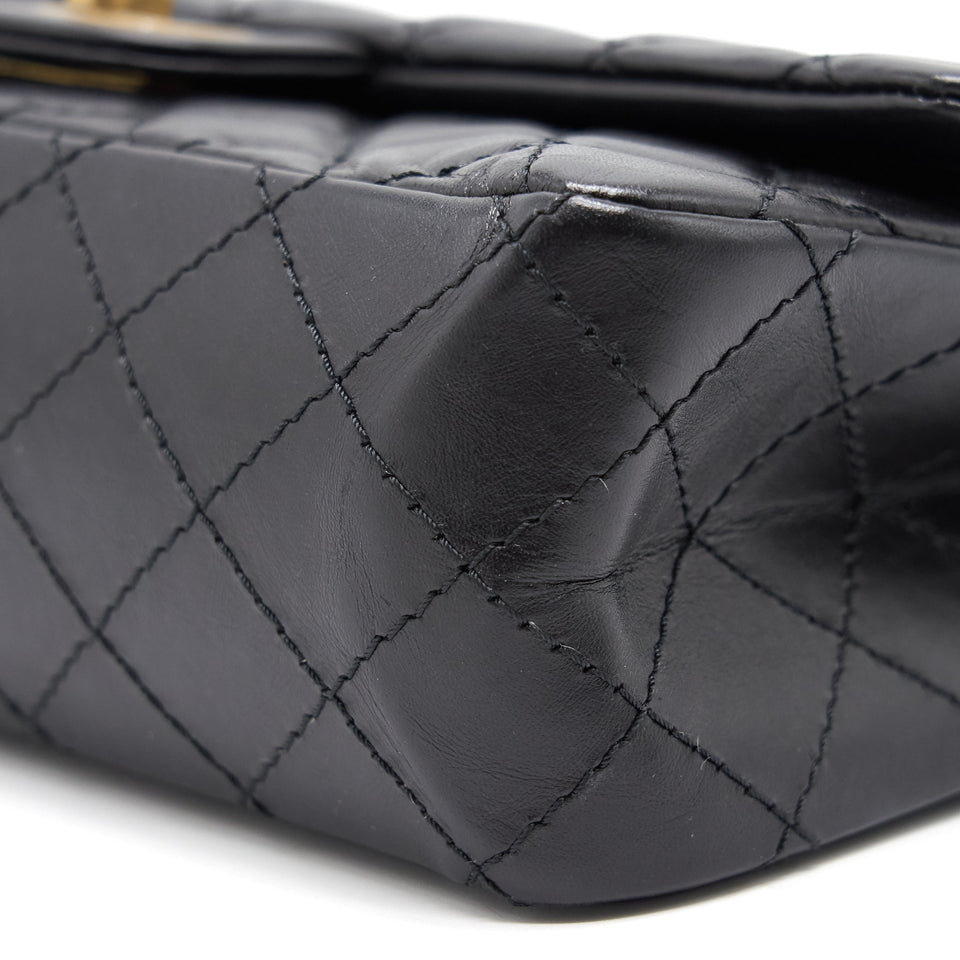 Chanel 2.55 Handbag Aged Calfskin Black