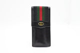 Gucci 'Accessories Collection' Glasses Case in Black Sherry Line Canvas and Leather