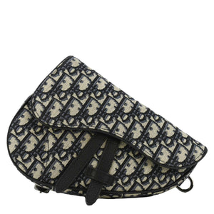 Christian Dior Saddle Oblique Jacquard Belt Crossbody Bag Navy Blue