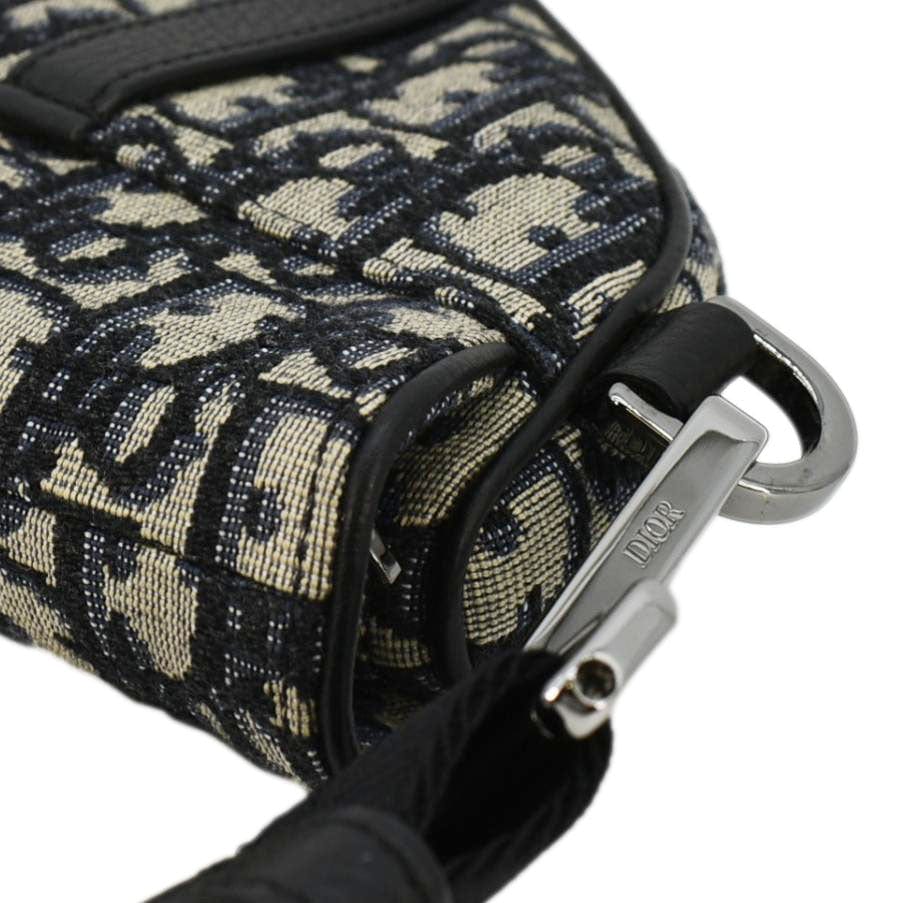 Christian Dior Saddle Oblique Jacquard Belt Crossbody Bag Navy Blue