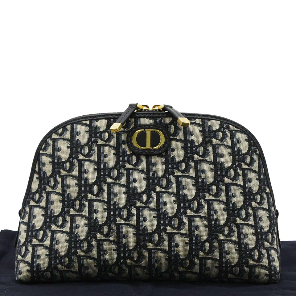 Christian Dior 30 Montaigne Aphrodite Oblique Jacquard Pouch Navy Blue